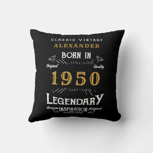 パーソナライズされた誕生日1950動揺して伝説的 クッション (裏面)