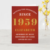 パーソナライズされた誕生日1959名前を追加する赤い金ゴールド カード (黄色い花)