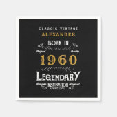 パーソナライズされた誕生日1960伝説的な名前を追加 スタンダードカクテルナプキン (正面)