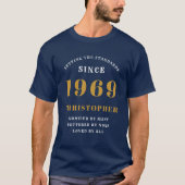 パーソナライズされた誕生日1969名前の追加モノグラム Tシャツ (正面)
