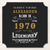 パーソナライズされた誕生日1970伝説的な名前を追加 ペーパーコースター (正面)