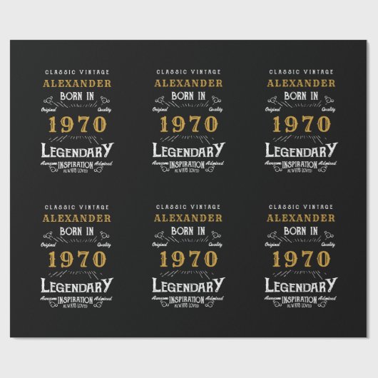 パーソナライズされた誕生日1970伝説的な名前を追加 ラッピングペーパー (フラット)
