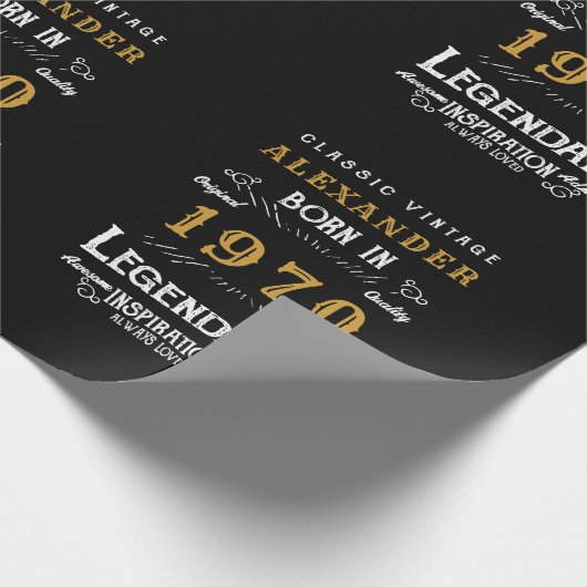 パーソナライズされた誕生日1970伝説的な名前を追加 ラッピングペーパー (角)