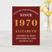 パーソナライズされた誕生日1970名前を追加Red カード (黄色い花)