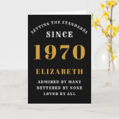 パーソナライズされた誕生日1970 Loved Add Name Black カード (黄色い花)