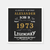 パーソナライズされた誕生日1973伝説の名前を追加 スタンダードカクテルナプキン (正面)