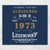 パーソナライズされた誕生日1973伝説の名前を追加 スパークリングワインラベル (シングルラベル)