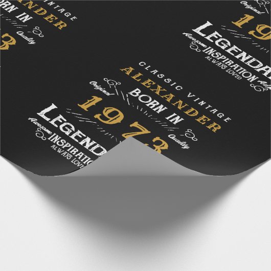 パーソナライズされた誕生日1973伝説の名前を追加 ラッピングペーパー (角)