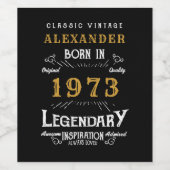 パーソナライズされた誕生日1973伝説の名前を追加 ワインラベル (シングルラベル)