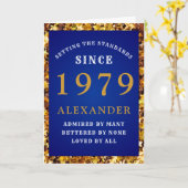 パーソナライズされた誕生日1979青金ゴールドグリッター名 カード (黄色い花)