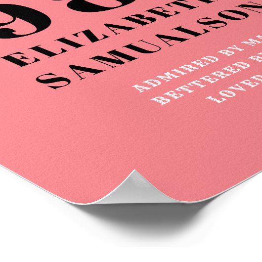 パーソナライズされた誕生日1980ピンクの設定規格 ポスター (角)