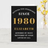 パーソナライズされた誕生日1980ブラックネームを追加 カード (黄色い花)