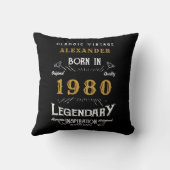 パーソナライズされた誕生日1980伝説の名前を追加 クッション (裏面)