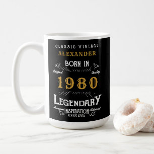 パーソナライズされた誕生日1980伝説の名前を追加 コーヒーマグカップ