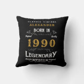 パーソナライズされた誕生日1990伝説的な名前を追加 クッション (裏面)