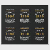 パーソナライズされた誕生日1990伝説的な名前を追加 ラッピングペーパー (フラット)