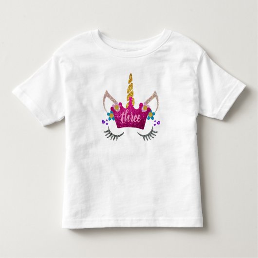 パーソナライズされた誕生日3位ユニコーンシャツ トドラーTシャツ (正面)