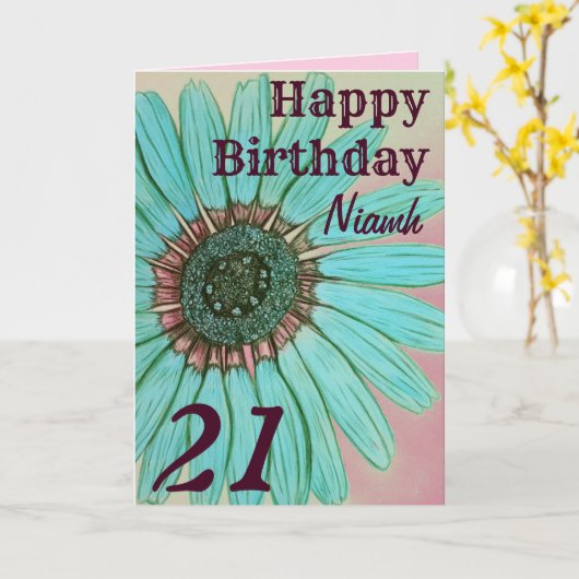 パーソナライズされた誕生日 カード (黄色い花)