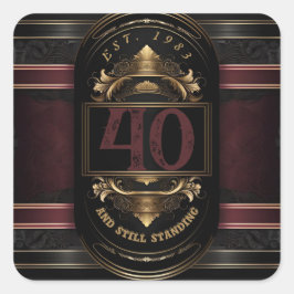 パーソナライズされた誕生日 ヴィンテージ ブラック ゴールド バーガンディ スクエアシール