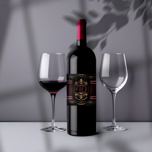 パーソナライズされた誕生日 ヴィンテージ ブラック ゴールド バーガンディ ワインラベル