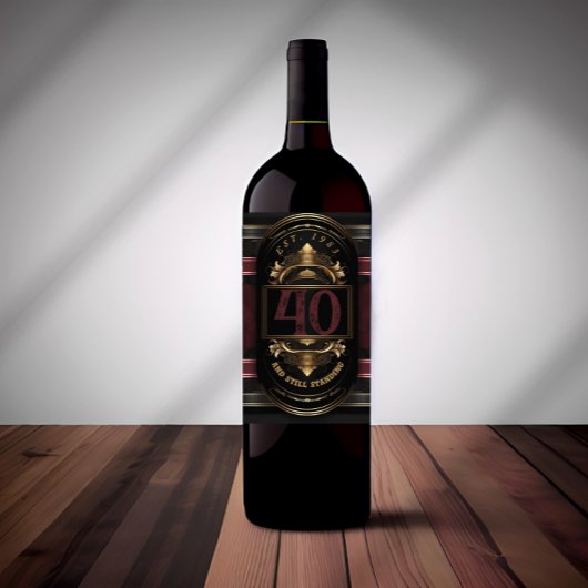 パーソナライズされた誕生日 ヴィンテージ ブラック ゴールド バーガンディ ワインラベル