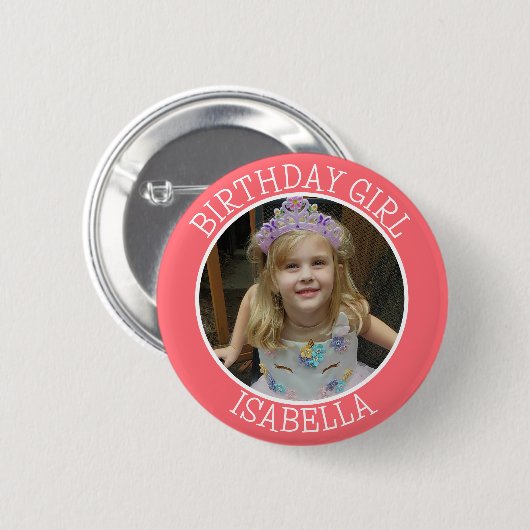 パーソナライズされた誕生日 |名前と写真 缶バッジ (正面&裏面)