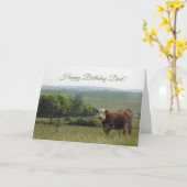 パーソナライズされた誕生日 |美しい牛と景色 カード (黄色い花)