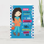 パーソナライズされた誕生日- Asian Girl カード (正面)