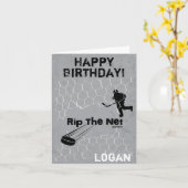 パーソナライズされた誕生日Net Hockey Playerの取り込み カード (黄色い花)