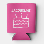パーソナライズされた誕生日PINK名前テンプレートの追加 缶クーラー (正面)