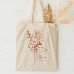 パーソナライズされた誕生月花7月錆 トートバッグ<br><div class="desc">テラモダンコッタのサビ色の花束の美しい植物性《植物》スイレンは、7月の誕生月を表す。あなたの人にどのくらいをお気に入りの示すために理想的なギフト気に。誕生日、友達、母の日最高の、お母さんの日、花嫁のメイドの贈り物、メイド・オブ・オーナー（花嫁付き添い人）、新しい母さんなどのすべての行事に最適！名前パーソナライズされたの選択で簡単。</div>