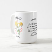 パーソナライズされた誕生月花MARCHダッフォディル コーヒーマグカップ (正面左)