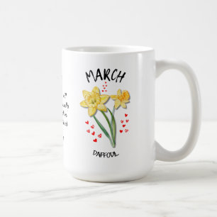 パーソナライズされた誕生月花MARCHダッフォディル コーヒーマグカップ