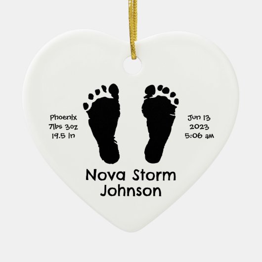 パーソナライズされた誕生発表カスタムクリスマス セラミックオーナメント (正面)