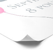 パーソナライズされた誕生統計ベビーゾウピンク灰色 ポスター (角)