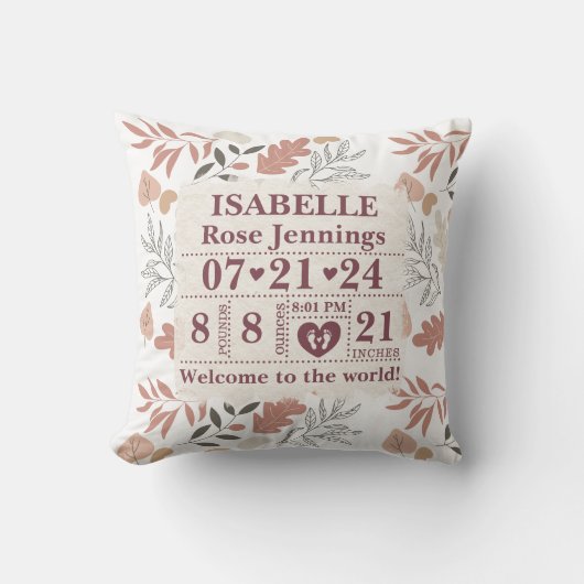 パーソナライズされた誕生統計ボー離れホ クッション (正面)