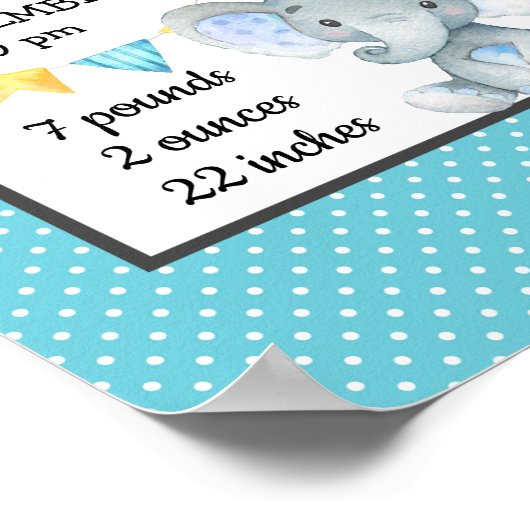 パーソナライズされた誕生統計マイルストーン男の赤ちゃん ポスター (角)