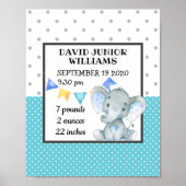 パーソナライズされた誕生統計マイルストーン男の赤ちゃん ポスター (正面)