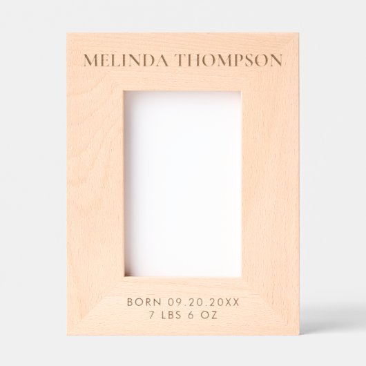 パーソナライズされた誕生統計誕生情報の写真 レーザー彫刻フレーム (正面)