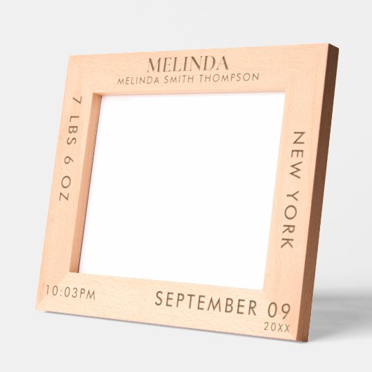 パーソナライズされた誕生統計誕生情報の写真 レーザー彫刻フレーム (左)