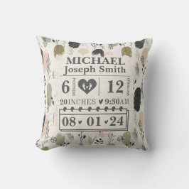 パーソナライズされた誕生統計Boho クッション
