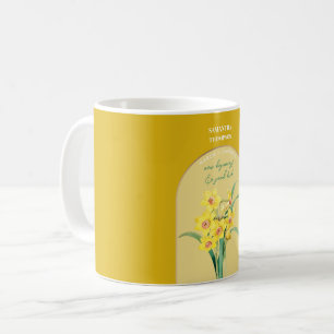 パーソナライズされた誕生花月3月水仙 コーヒーマグカップ