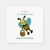 パーソナライズされた誕生1年目のパーティー スタンダードカクテルナプキン (正面)