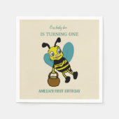 パーソナライズされた誕生1年目のパーティー スタンダードカクテルナプキン (正面)