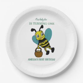 パーソナライズされた誕生1年目のパーティー ペーパープレート