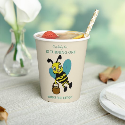パーソナライズされた誕生1年目のパーティー 紙コップ (インサイチュ)