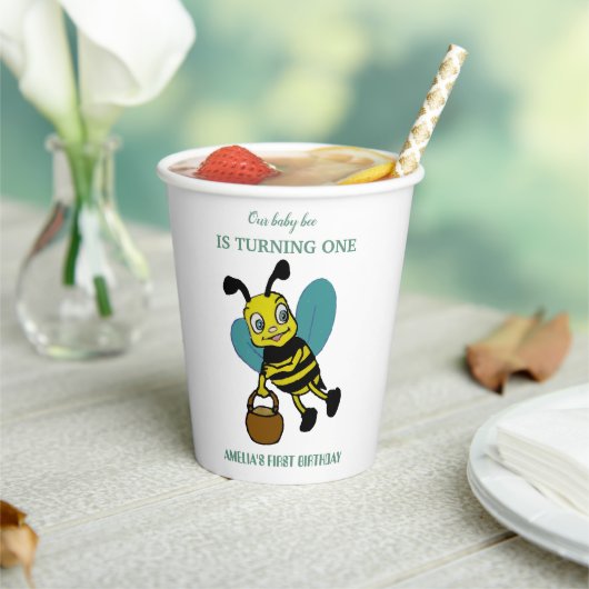 パーソナライズされた誕生1年目のパーティー 紙コップ (インサイチュ)