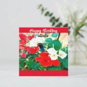 パーソナライズされた誕生 – 日赤い靴の花水色 カード (スタンド正面)