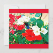 パーソナライズされた誕生 – 日赤い靴の花水色 カード (裏面)