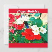 パーソナライズされた誕生 – 日赤い靴の花水色 カード (正面)